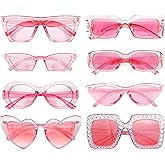 8 Mixed Style Party Sunglasses Retro Colored Party Favors Bulk Classic Costume Glasses for Women