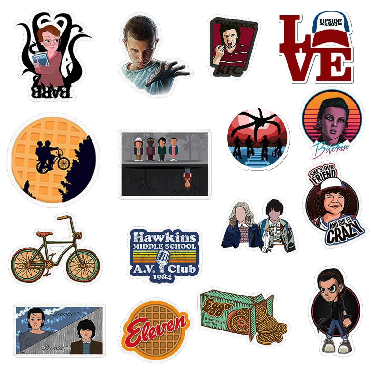 WOCOCO Stranger Things Stickers for Laptop, Waterproof Vinyl Stickers for Water Bottles, HydroFlask (50 Pack)