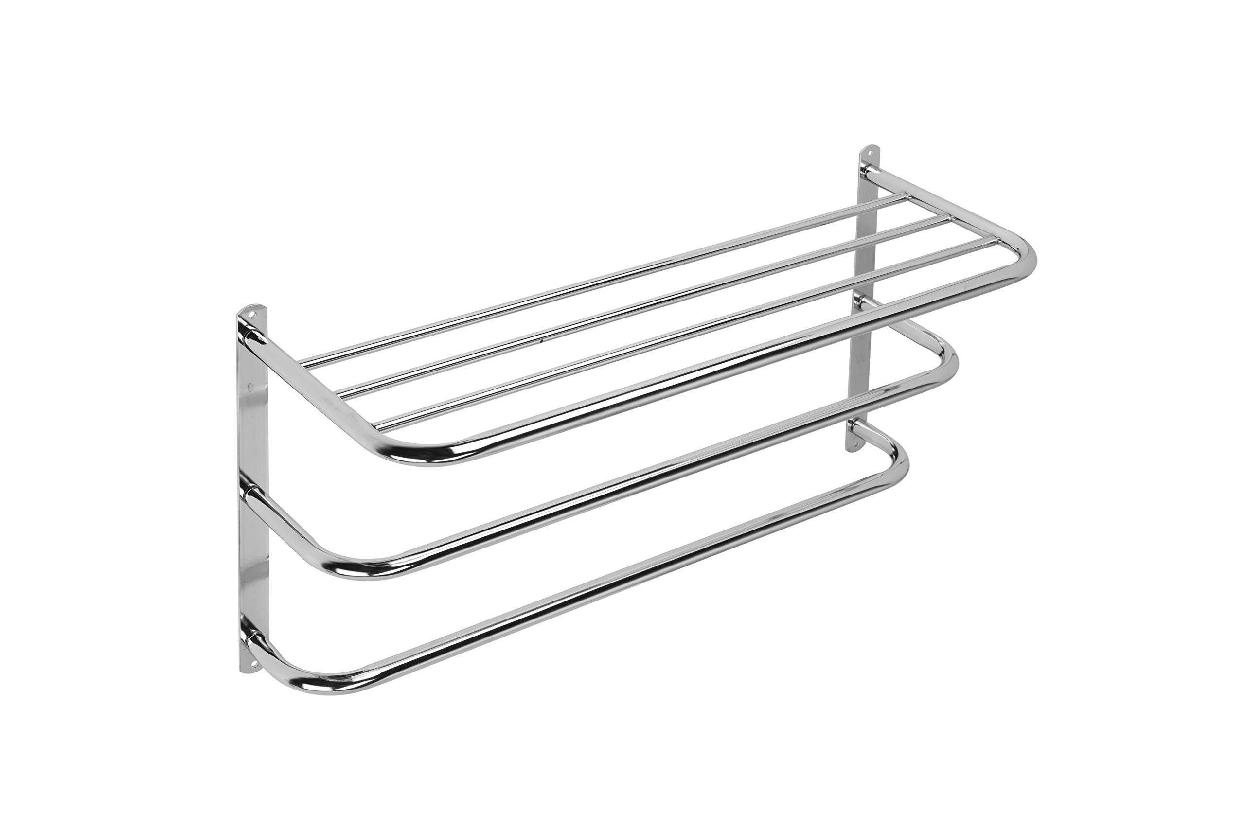 Croydex QM261841 Chrome Plated Mild Steel Wall Mounted Towel Rack and Additional Rails, 21.5 x 63 x 30 cm