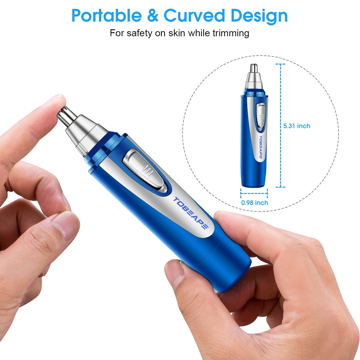 Tobeape Mute Design Nose Trimmer and Ear Hair Trimmer for Men Women, Wet/Dry Nose Hair Clippers Painless Trimming with Dual Edge Blades & Vacuum Cleaning System