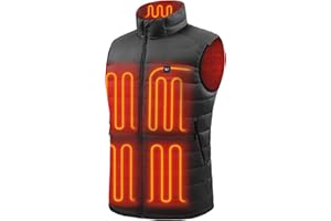 Venustas Men's Recycled Heated Down Vest with Battery Pack, Lightweight Electric Heating Puffer Vest for Hiking, Skiing