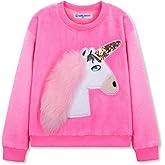 WELAKEN Girls Unicorn Fleece Sweatshirt Warm Long Sleeve Sherpa Crewneck Pullover Sweatshirts