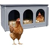 Rockever Nesting Boxes for Chickens, Plastic Nesting Boxes for Chicken Coop | Waterproof 3 Compartment Chicken Nesting Box for Laying Eggs for Hens, Ducks and Poultry, Easy to Clean &amp; Assemble