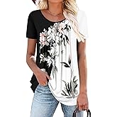 BETTE BOUTIK Women's Summer Tunic Tops Flowy Flare Botton Down Shirts Blouses S-3XL