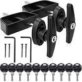 T-Handle Lock Kit,EFFIBUILD Double Shed Door Latch with 5.5" Stem, Lock Matching Set Includes 10 Keys for Sheds Doors, Playhouses, Chicken Coops,Camper, RV, etc(Black).All Keys are Universal.
