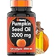 tnvitamins Pumpkin Seed Oil - 2000 MG x 120 Softgels | Pumpkin Seed Oil for Hair Growth* | Pumpkin Seed Oil Extract Supplement for Bladder Control* | Non-GMO