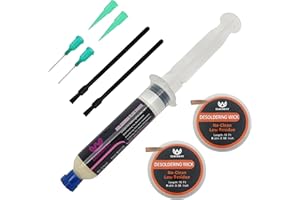 Ouwinway 30cc No Clean Solder Flux Paste For Electronics With 2-pack 10Feet Solder Wick Spool