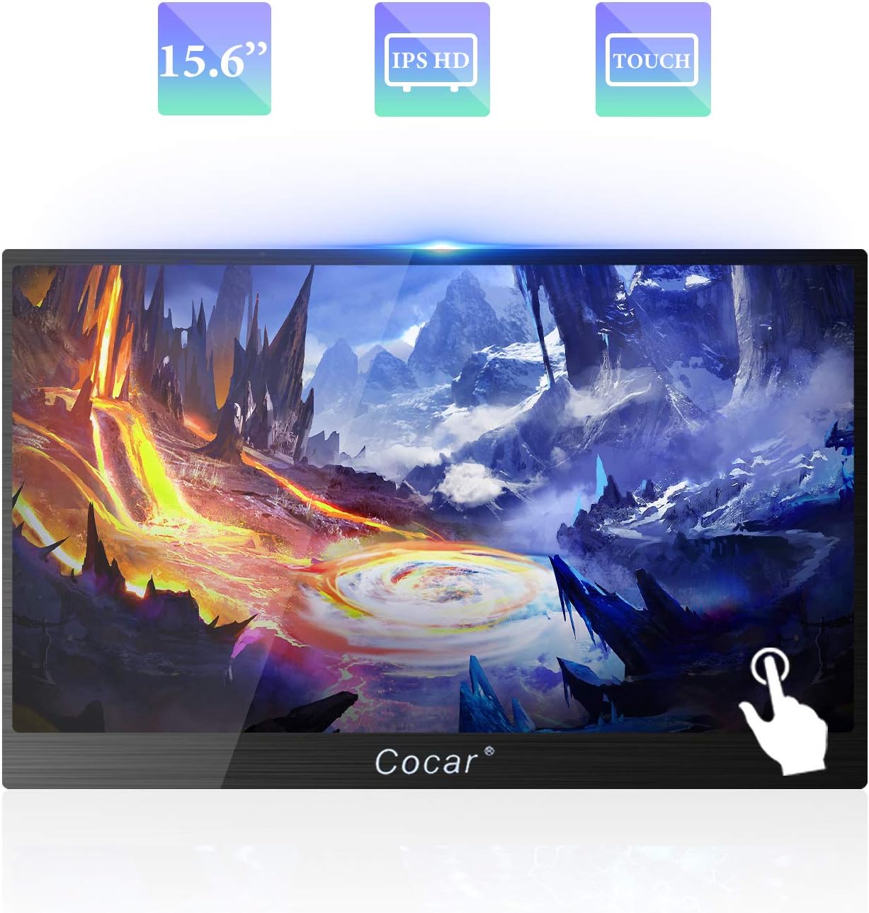 15.6 inch Portable Monitor with Touch Screen 5mm Ultra-Thin Full-Featured USB-C Mirroring for Samsung Huawei Surface Dell HP MacBook IPS LED Screen HD 1920x1080P HDMI Built-in Speaker