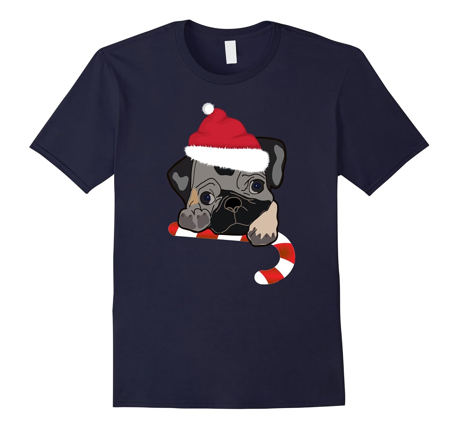 Holiday Pug Christmas T-shirt-Rose