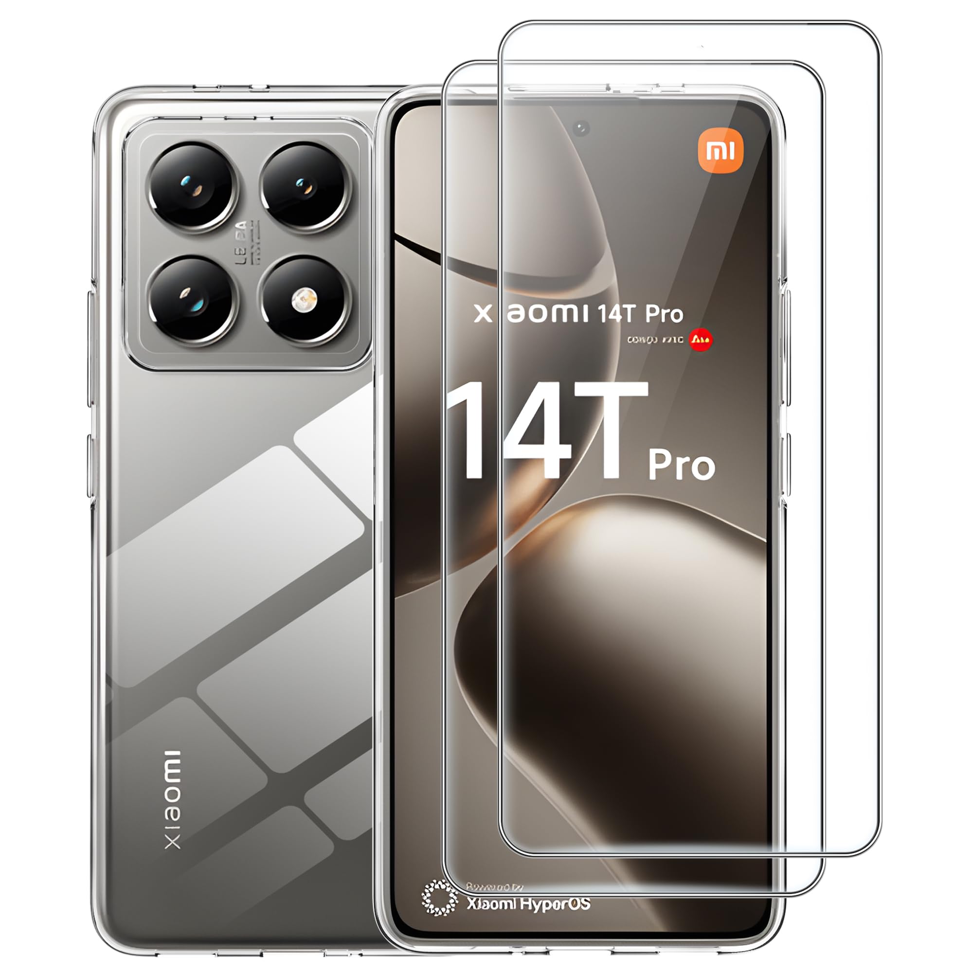 Suttkue for Xiaomi 14T Pro Case wiht screen protector,high qualit,TPU Rubber Soft Skin,Anti-Fingerpirnts,Scratch Resistant,FlexibleFullProtection