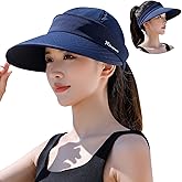 Peicees Zip-Off Wide Brim Visor Hat for Women Packable Sun Hat for Golf Hiking Gardening UV Protection Summer Beach Hat