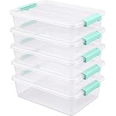 6 Qt Clear Storage Bins with Lids,Sensory Bins,Stackable Plastic Storage Containers with Secure Latches,Multi-Purpose Classroom Storage Organizer for Craft Supplies,Paper &amp; Office Stationery,6 Pack