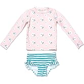 Coast & Crest Long Sleeve Rash Guard 2 Piece Swimsuit Set