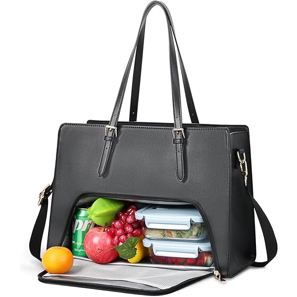 Borsa Tote 2 In 1 Con Portapranzo - Per Laptop 15.6" E Pranzo, Impermeabile - Foto 3