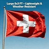 SHATCHI Switzerland Flag 5ft x 3ft Polyester with Brass Eyelets view 2