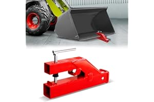 UTVJATV Clamp On Bucket Hitch,Bucket Trailer Hitch Receiver 2'' Ball Mount Receiver Tractor Bucket Receiver Hitch for Bobcat Tractor Fits All 2"" Hook Inserts, Red