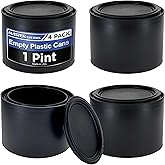 Master Elite 1 Pint Empty Plastic Paint Can Bucket, Pack of 4 - Triple Lock Airtight Lid Seal, 16 fl. oz. All-Plastic Coating Storage Container Can - Pail Handle, Dent & Rust Proof, Odor Resistant
