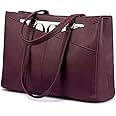 LOVEVOOK Laptop Tote Bag for Women 15.6 Inch Waterproof Leather Computer Bags Women Business Office Work Bag Briefcase Purple