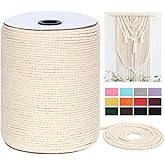 Macrame Cord 4mm x 328Yards(984Feet),Natural Cotton Macrame Rope - 3 Strands Twisted Macrame Cotton Cord for Wall Hanging, Plant Hangers, Crafts, Gift Wrapping and Wedding Decorations