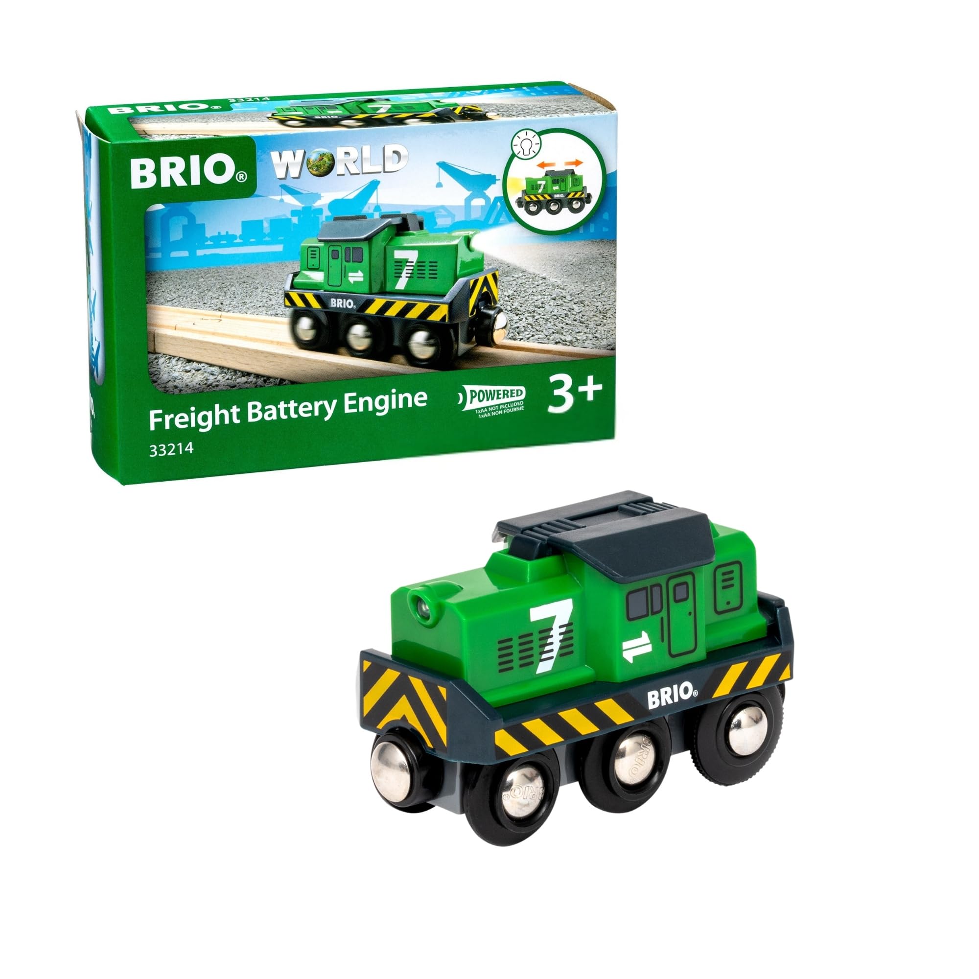 Photo 1 of BRIO World Freight Battery Engine - Battery-Operated Toy Train for Wooden Tracks - Powerful Motorized Train Engine Pulls The Longest Sets - Works with All Railway Sets - Ages 3 & Up