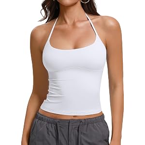 Avidlove Halter Tops for Women Backless Double Lined Tank Top Going Out Y2k Trendy Camisole Crop Tops