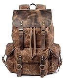 WUDON Leather Backpack for Men, Waxed Canvas