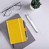 Lefute A6 Notebooks Pocket Journal Hardback 200 Pages PU Leather Yellow view 7