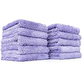 The Rag Company - The Eaglet 350 - Professional Korean 70/30 Blend; Super Plush Microfiber Detailing Towels; Perfect for Wheels, Mirrors, and More; 350GSM; 8inx8in, Lavender (10-Pack)