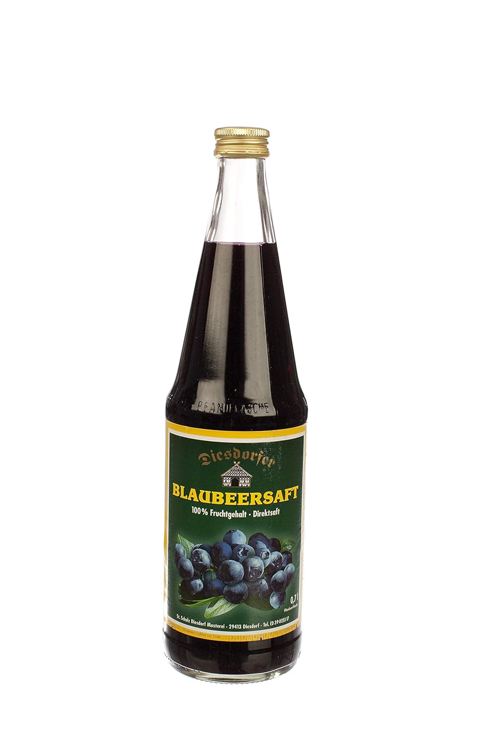 Diesdorfer 100% Blaubeersaft Heidelbeersaft 0,7 L- Direktsaft (0,7 L ...