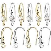 Hmjpng 12pcs Rhinestone Earring Hooks Brass French Ear Wires Hooks Hypo-allergenic Crystal Dangle Earrings with Loops for DIY Earring Designs Jewelry Making Party Birthday Christmas Favor