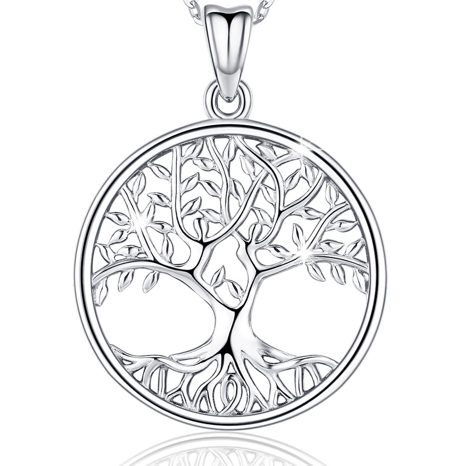 Friggem Tree of Life Necklace,Sterling Silver Necklace for Women,Tree of Life Pendant Charm 18" Chain,Family Tree Pendant Necklace Jewelry Birthday Gifts for Mother Grandma(with Fine Jewelry Box)