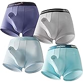 XejeN Men's Boxer Briefs, Ice Silk Breathable Underwear, Rayon Blend, 4-Pack, Moisture Wicking, Ergonomic Design