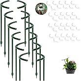 12 Pack Plant Support for Indoor and Outdoor Small Plants,Half Round for Potted Plants, Plastic Ring Flower Stakes with 20Pcs Plant Garden Clips