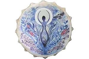 FIRLAR Shaman Drum,10 Inch Tree Of Life Decoration Design Hand Drum With Drum Stick, Instrumental Shaman Alchemy Moon Drum, Sound Healer Shaman Drum For Spiritual Music, Reflection Meditation blue