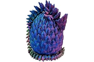 ZZ LIFE Surprise Dragon Egg Articulating Gemstone Dragon Fidget Figurine - 3D Printed Dragons Flexible ADHD, Autism, Relief Anxiety - Articulated Joints (Blue Green Purple)