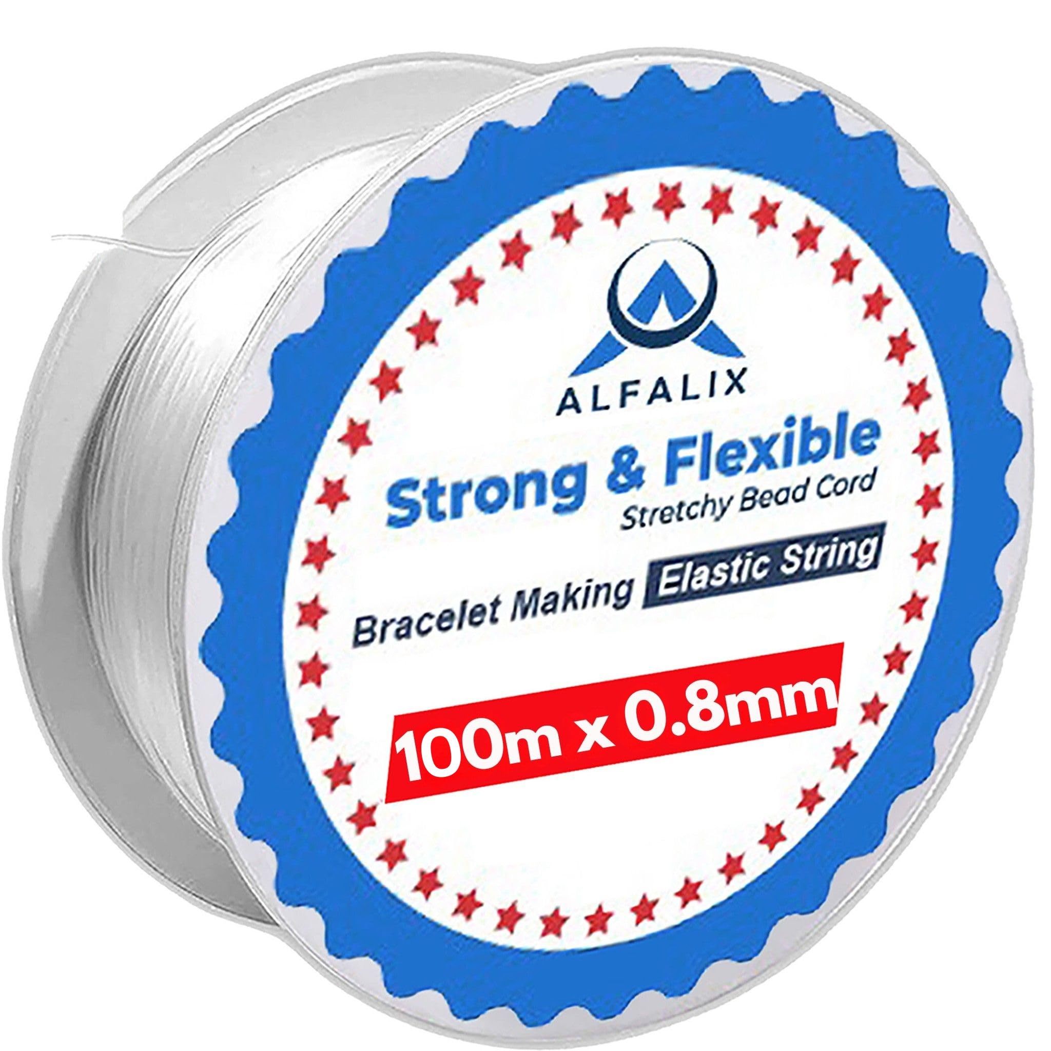 100mx0.8mm Clear Elastic for Bracelet Making Strong & Stretchy Elastic String, Durable & Transparent Thread, Bracelet elastic for Jewellery making Beading & DIY Craft Projects Bracelet String