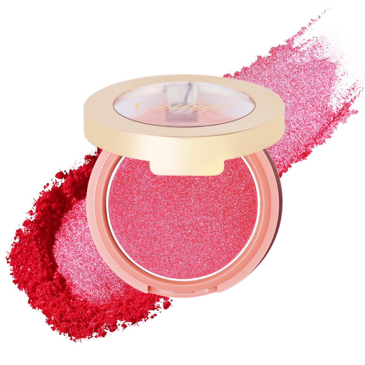 Oulac Luminisers Pink Blusher for Cheeks Make up, Shimmer Blusher with Skin-Brightening Effect, Long-Lasting Fade & Sweat Resistant, Vegan Blush Powder, F11 Heat On — image 1
