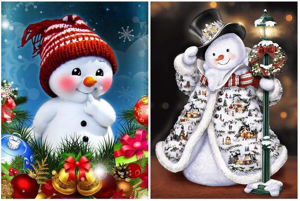 Amazon.com: 2 Pack 5d Diamond Art Christmas, Snowman Diamond Painting