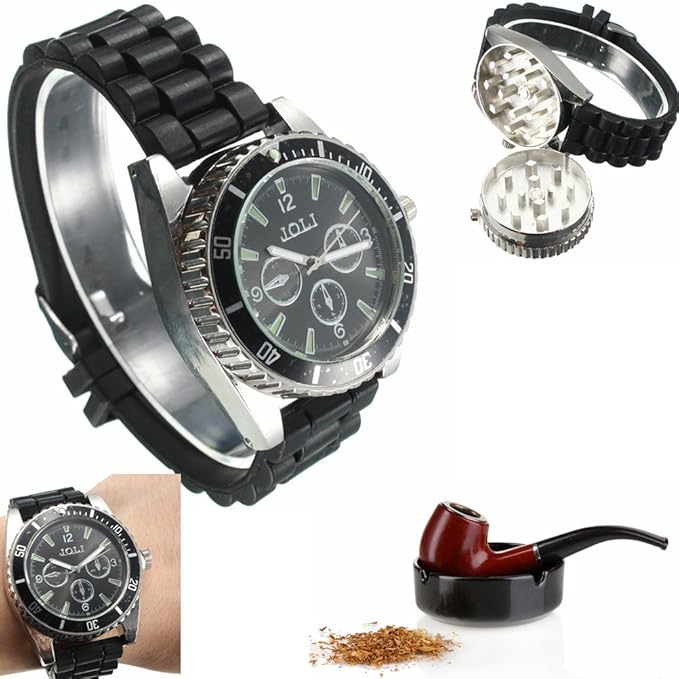 Black Hidden Herb Grinder Wrist Watch Grinder Metal Herb Grinder Watch