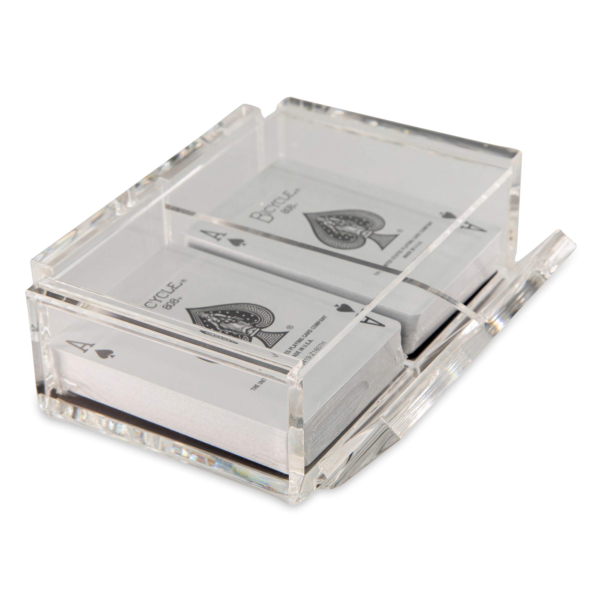 Luxe Dominoes La Canasta Set, Canasta Card Holder Tray with 2 Decks of Playing Cards in Acrylic Box 