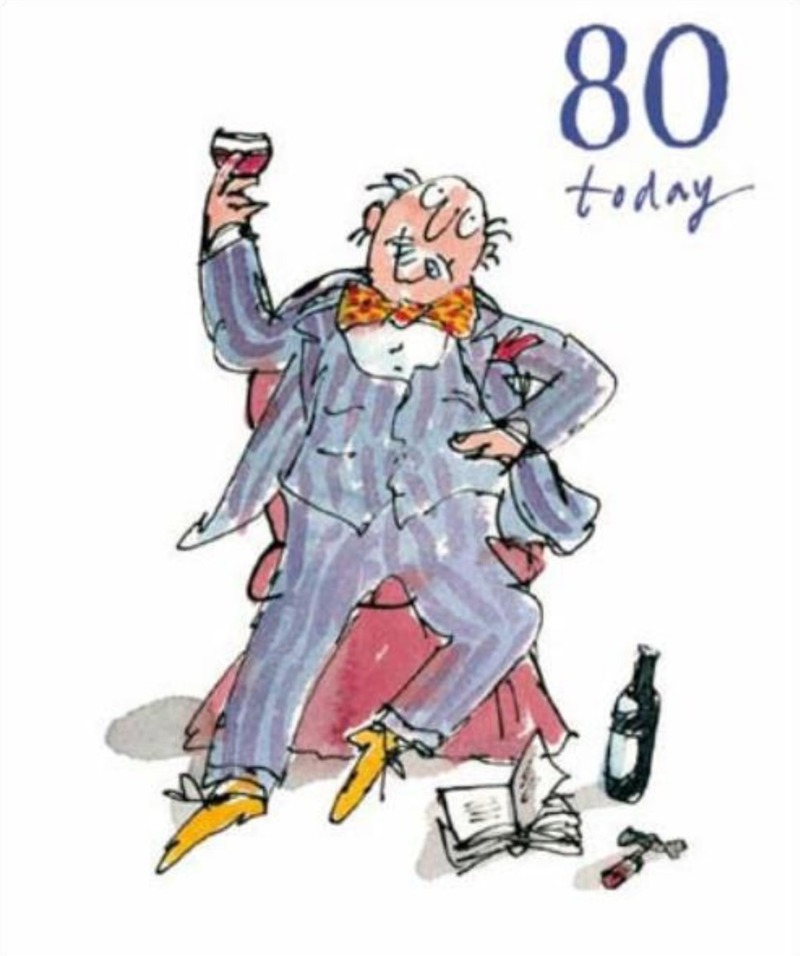 Woodmansterne Male Birthday Card - 80 Today (8678) - Quentin Blake