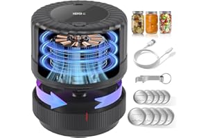 SelePow VP06+ Mason Jar Vacuum Sealer, Electric Vacuum Sealer for Jars with Wide and Regular Mouth Mason Lids, Cordless Handheld Jar Vaccum Sealer for Food Storage, Ideal Present for Mom, Wife, Black