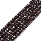 6mm Natural Garnet Faceted Rondelle Loose Beads 16 Inch