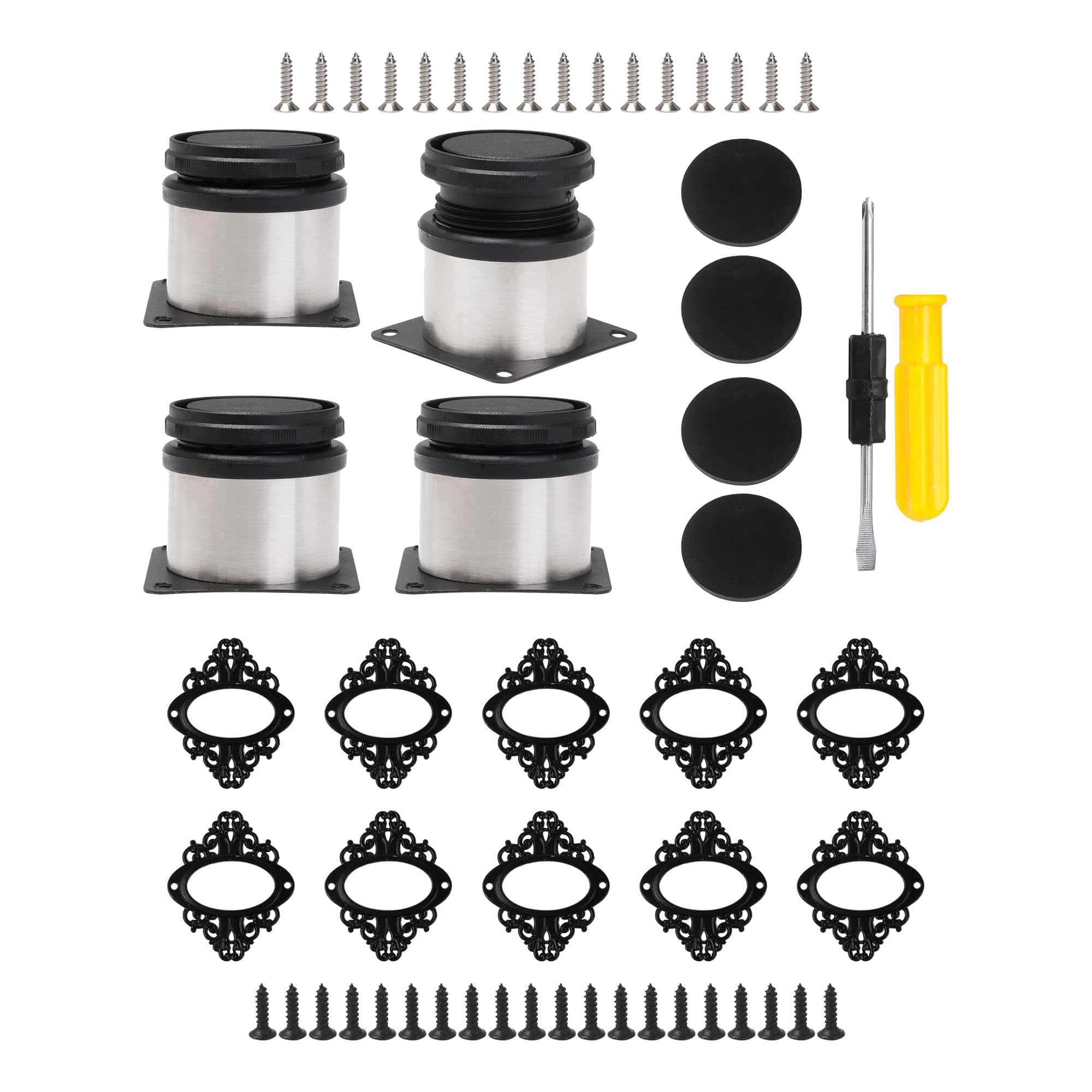 BQLZR 4 Pieces Adjustable Height Furniture Feet 1.96-2.55 Inch with 10 x Label Holder