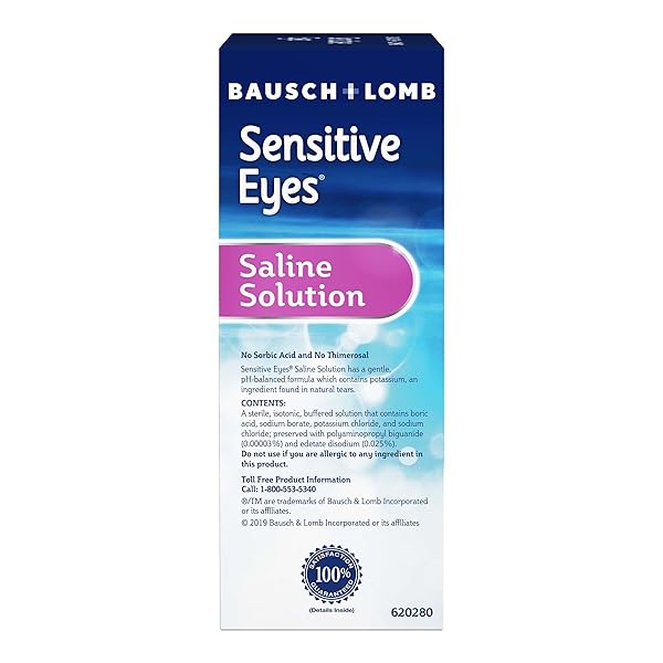 BAUSCH + LOMB SENSITIVE EYES SALINE SOLUTION, GENTLE DAILY RINSE FOR SOFT & GAS PERMEABLE CONTACT LENSES, WITH POTASSIUM, 12 FL OZ (PACK OF 2)
