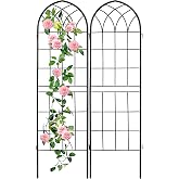LZRS 2 Pack 71x20in Rustic Iron Arch Decoration Garden Trellis with Black Metal Coating &ndash; Perfect for Supporting Climbing Plants Outdoor, Roses, Vines, Flowers, and Vegetables.