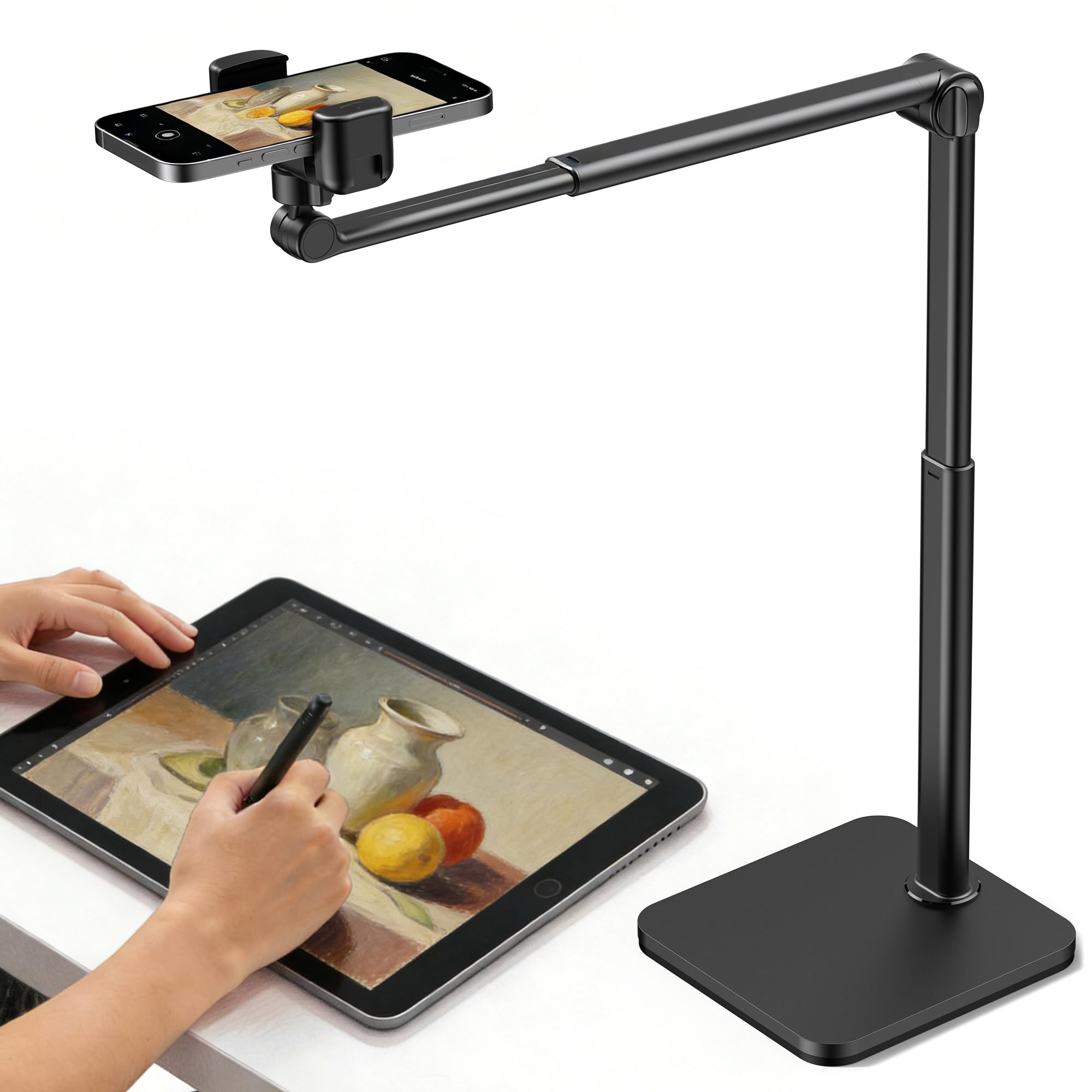 InnoGear Overhead Phone Mount, Heavy Duty Aluminum Phone Stand Tabletop Cooking Tripod for Desk Flexible Cell Phone Holder for Live Streaming, Meeting, Cooking, Recording