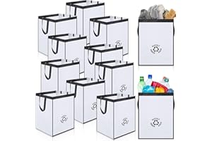 Wowangce 10 Pcs Disposable Trash Bins for Party Events Bulk 10 Gallon Cardboard Disposable Garbage Can Recycle Bins for Wedding Camping Waterproof Reusable Sorting Recycling Container with Base Plate