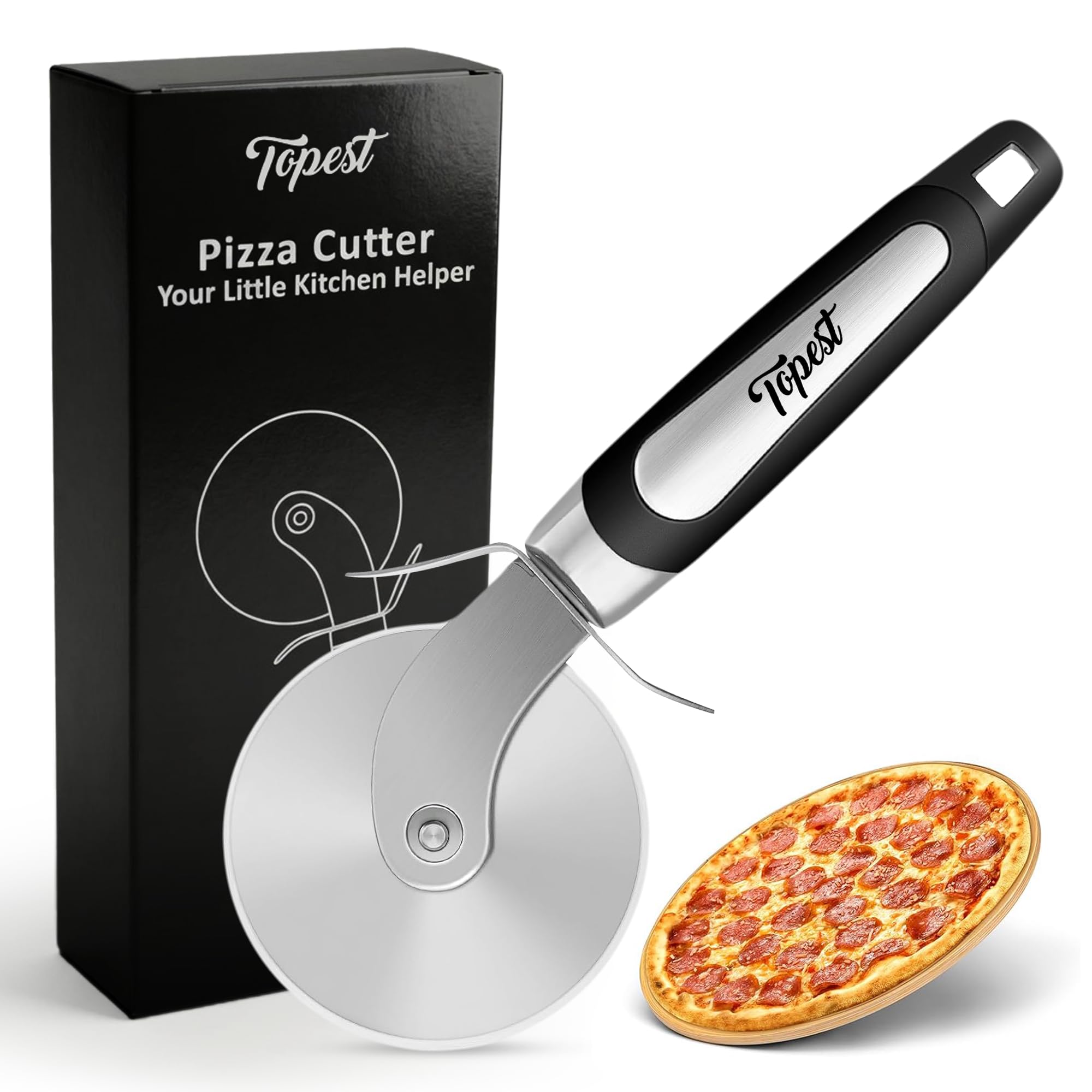 Stainless Steel Pizza Cutter Wheel | Sharp Pizza Slicer with Comfortable Grip Non-Slip Handle | Suitable for Cutting Homemade Pizza Bread Cake [Pizza Oven Accessories]