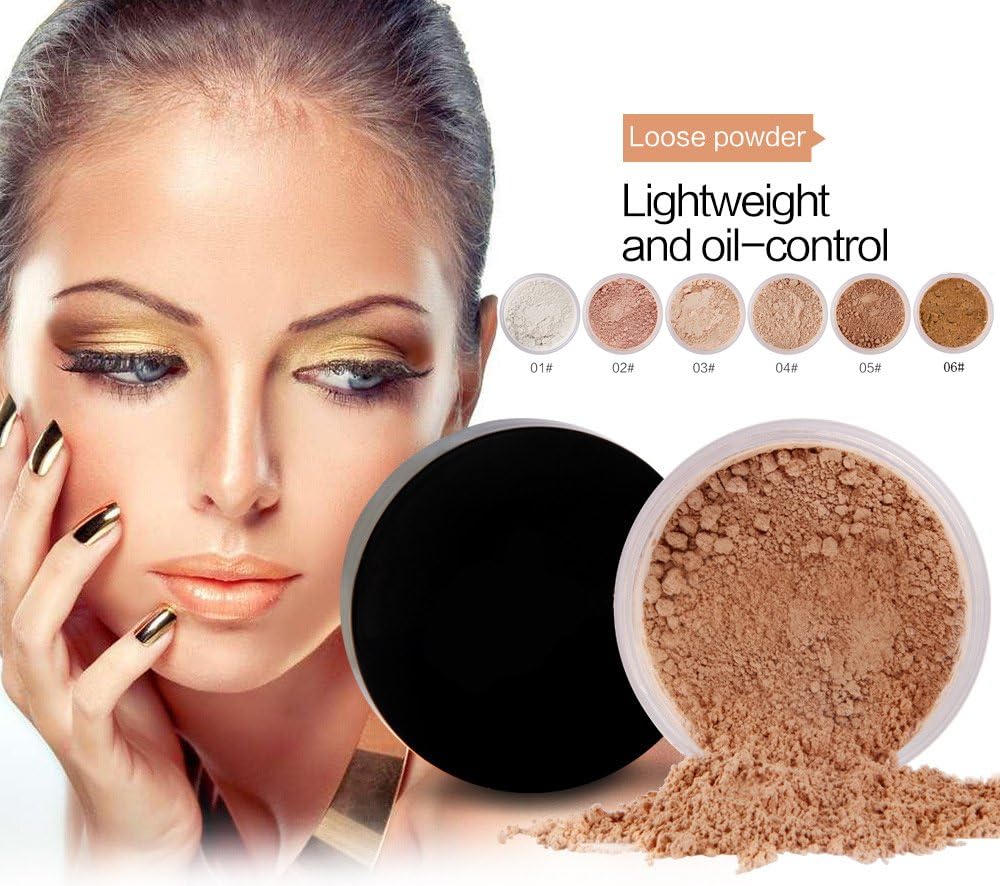 JUYUAN Loose Face Powder Mineral Foundation Oil Lasting Anti-sweat Breathable Makeup Cosmetics Powder for Concealer Foundation Base Cream Cover